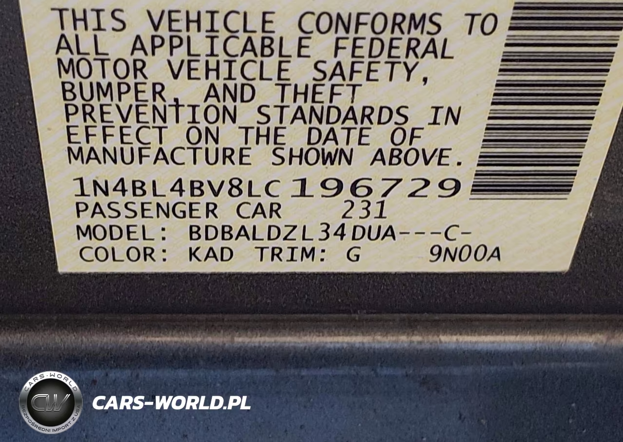 2020 Nissan Altima S Fwd VIN:1N4BL4BV8LC196729 - 9