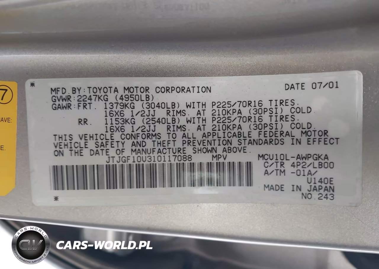 2001 Lexus Rx 300 VIN:JTJGF10U310117088 - 9