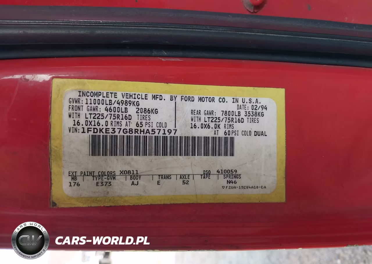 1994 Ford Econoline E350 Cutaway Van VIN:1FDKE37G8RHA57197 - 8