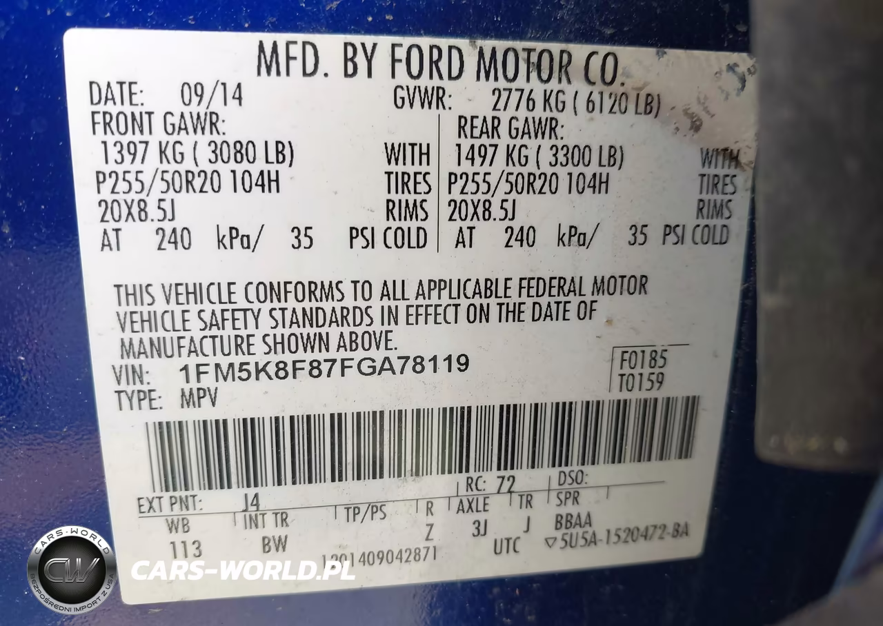2015 Ford Explorer Limited VIN:1FM5K8F87FGA78119 - 9