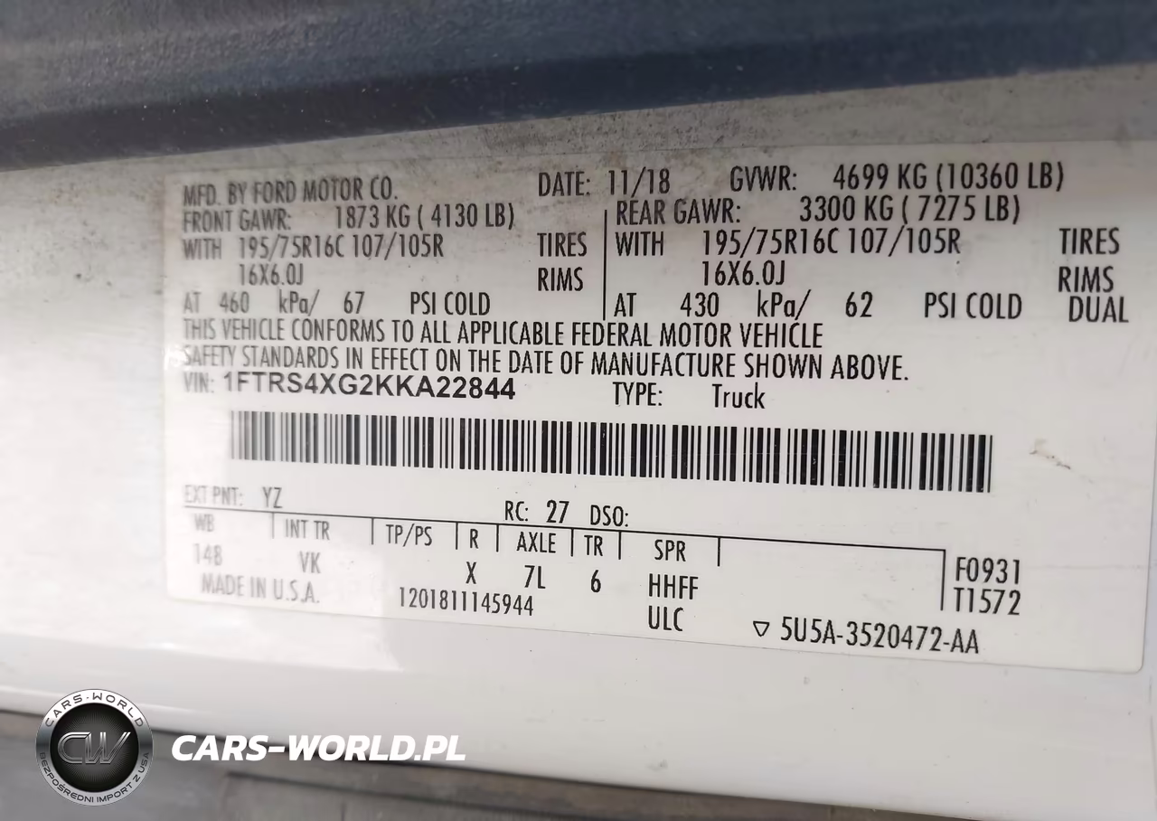 2019 Ford Transit-350 VIN:1FTRS4XG2KKA22844 - 8