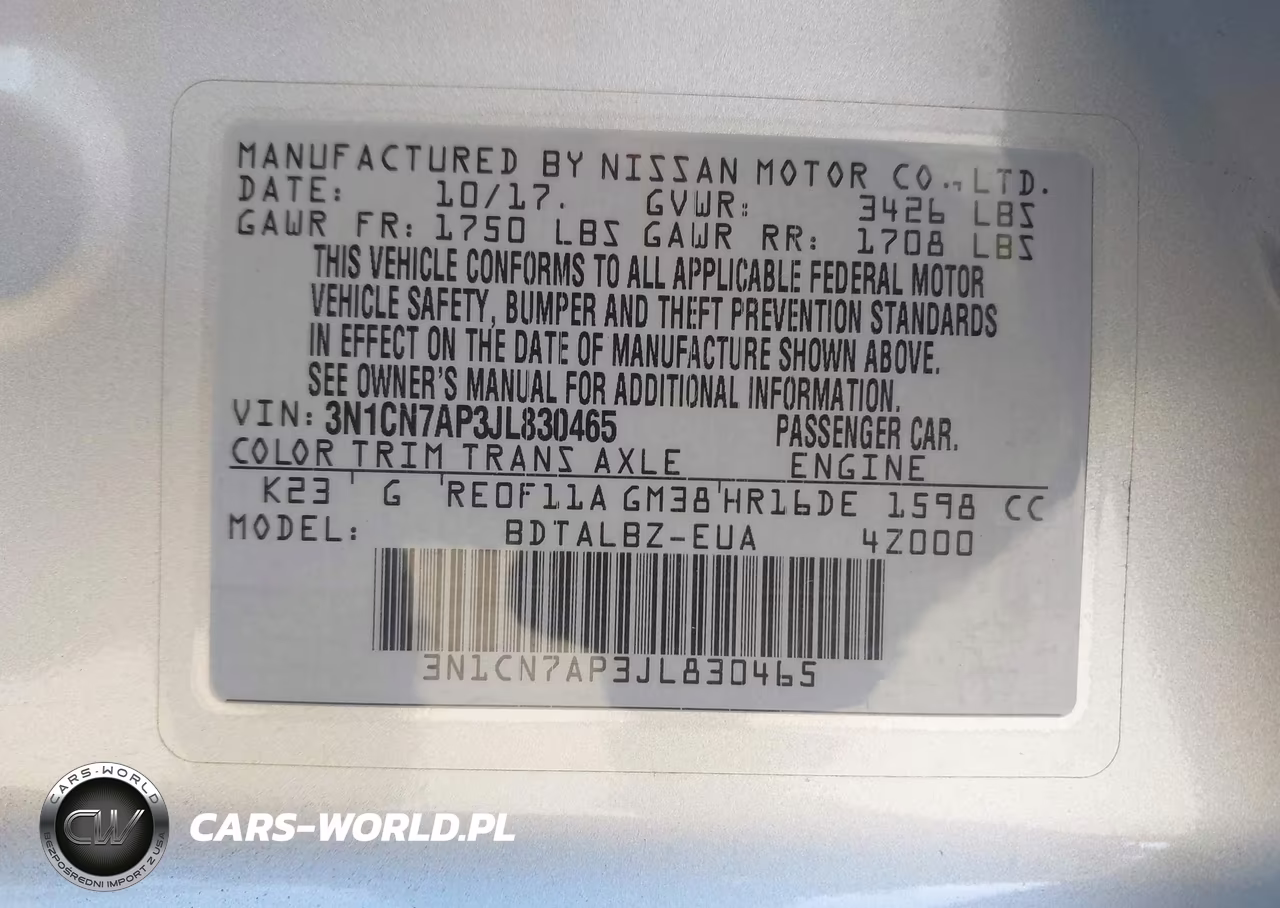 2018 Nissan Versa 1.6 Sv VIN:3N1CN7AP3JL830465 - 9