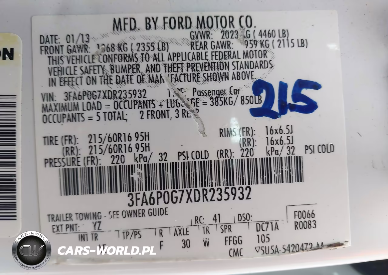 2013 Ford Fusion S VIN:3FA6P0G7XDR235932 - 9