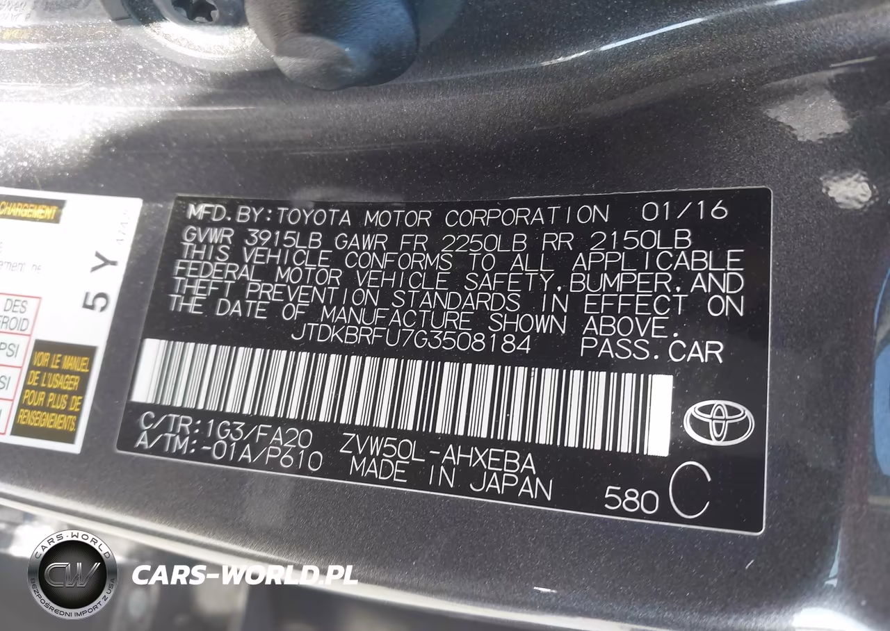 2016 Toyota Prius Two VIN:JTDKBRFU7G3508184 - 9