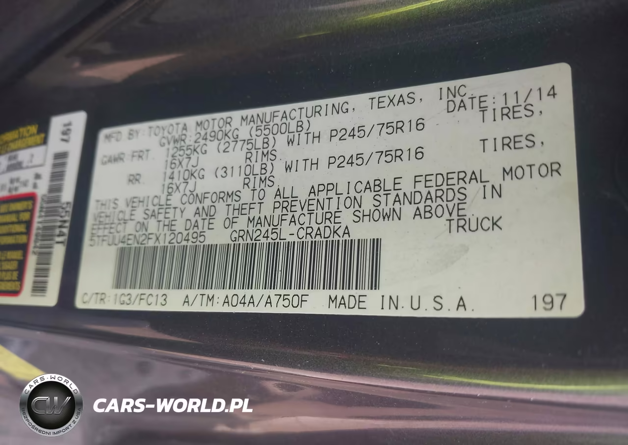 2015 Toyota Tacoma Base V6 VIN:5TFUU4EN2FX120495 - 9
