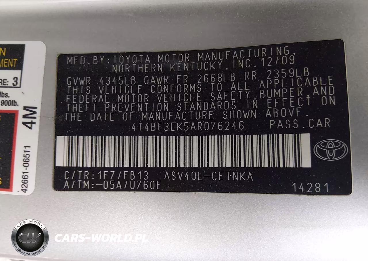 2010 Toyota Camry Le VIN:4T4BF3EK5AR076246 - 9