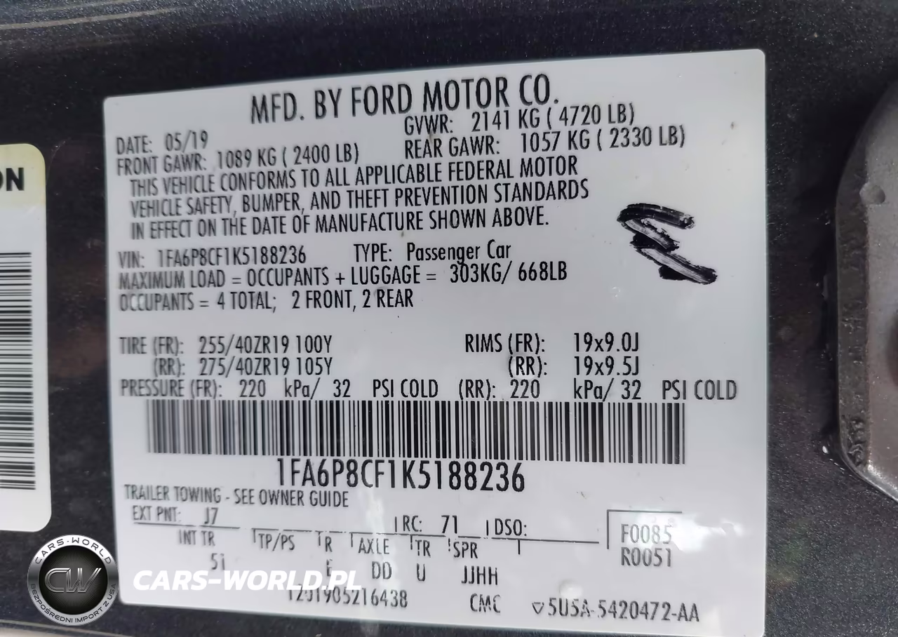 2019 Ford Mustang Gt Premium VIN:1FA6P8CF1K5188236 - 9