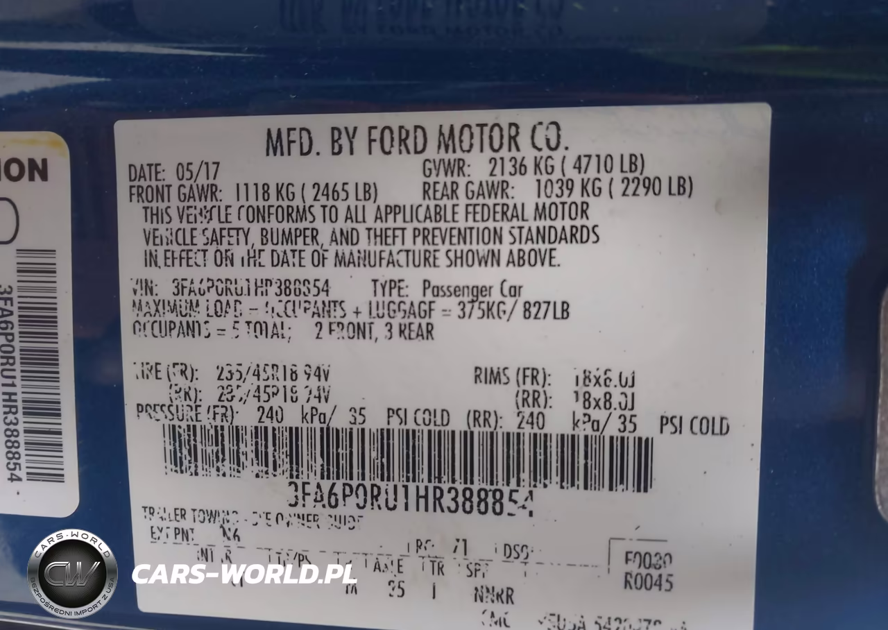2017 Ford Fusion Hybrid Titanium VIN:3FA6P0RU1HR388854 - 9