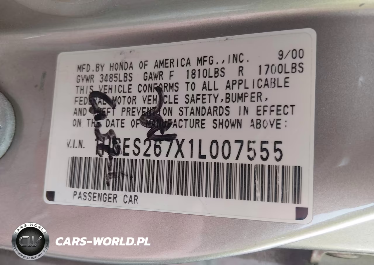 2001 Honda Civic Ex VIN:1HGES267X1L007555 - 9