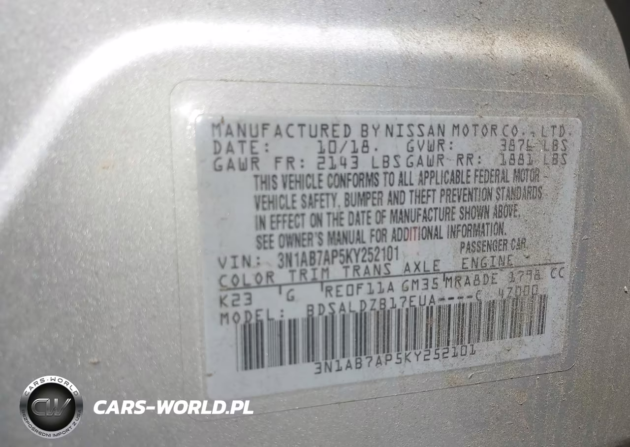 2019 Nissan Sentra Sv VIN:3N1AB7AP5KY252101 - 9