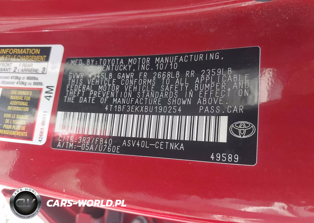2011 Toyota Camry Se-Le-Xle VIN:4T1BF3EKXBU190254 - 9