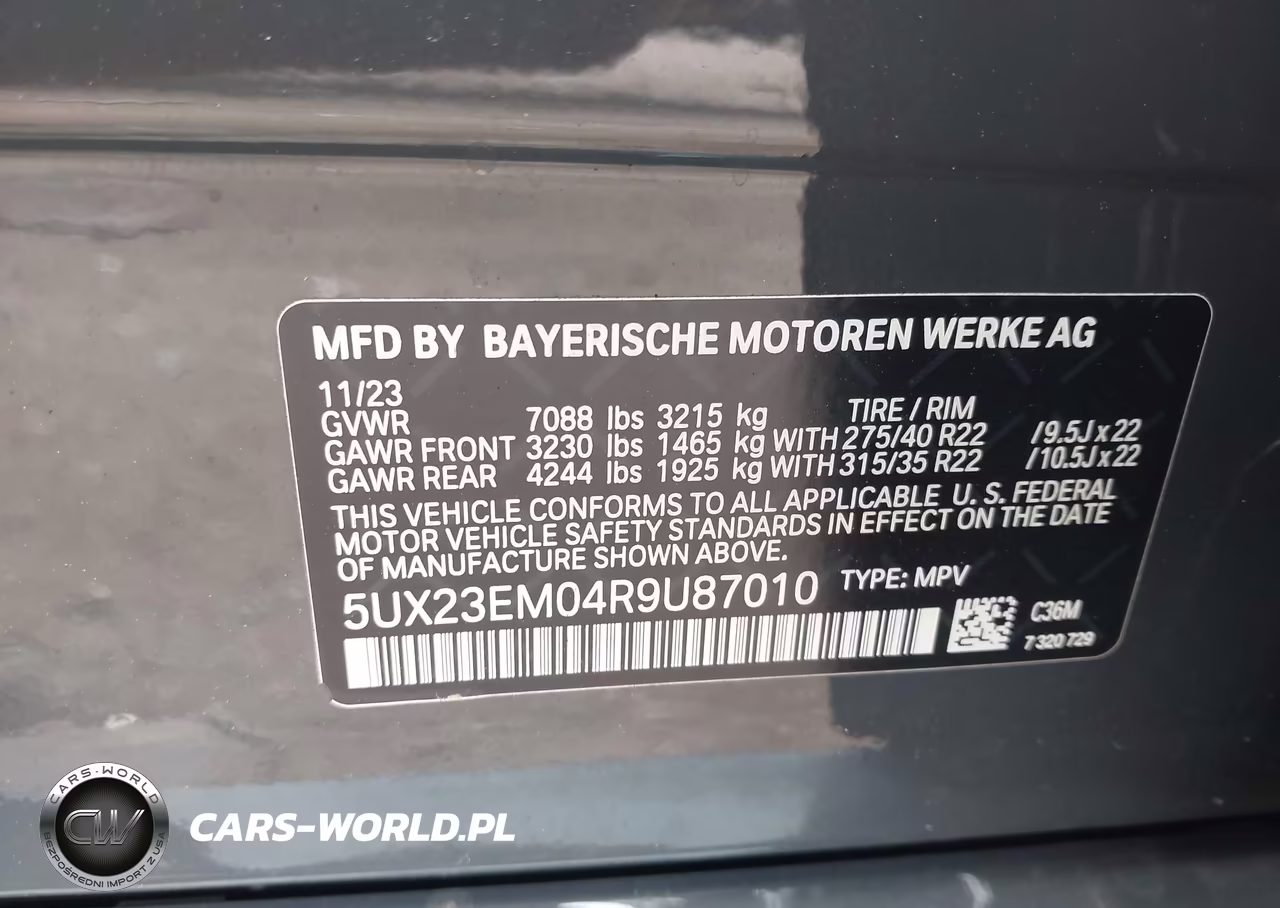 2024 BMW X7 xDrive40I VIN:5UX23EM04R9U87010 - 9