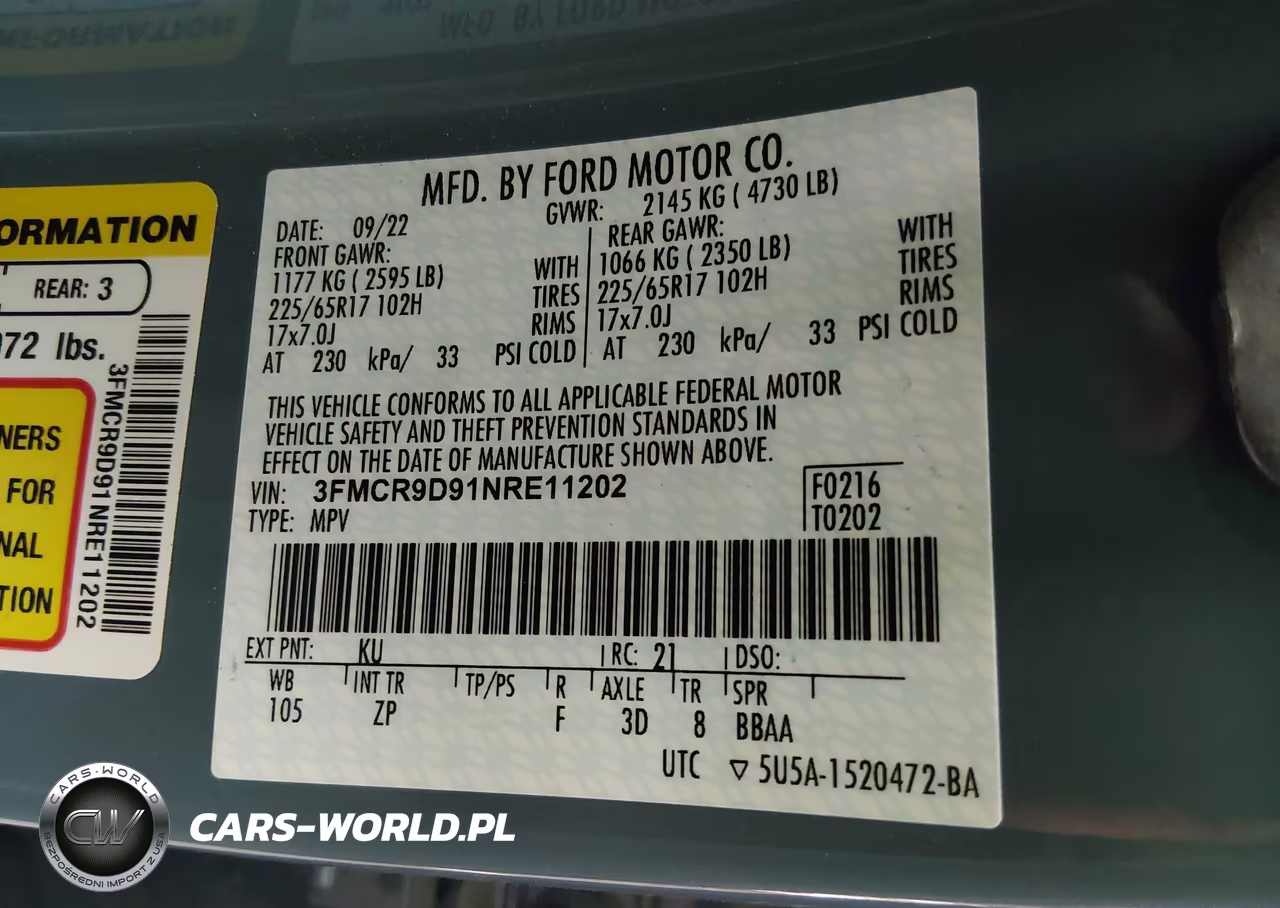 2022 Ford Bronco Sport Badlands VIN:3FMCR9D91NRE11202 - 9