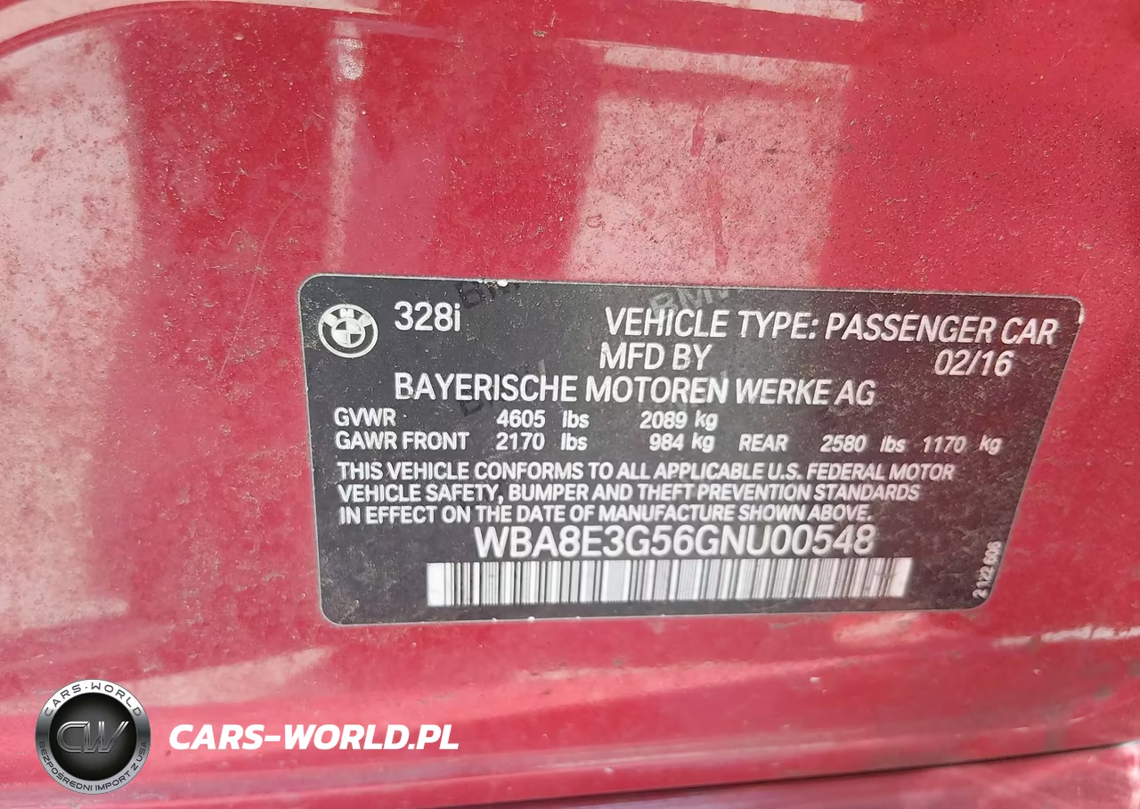 2016 BMW 328 Xi Sulev VIN:WBA8E3G56GNU00548 - 9