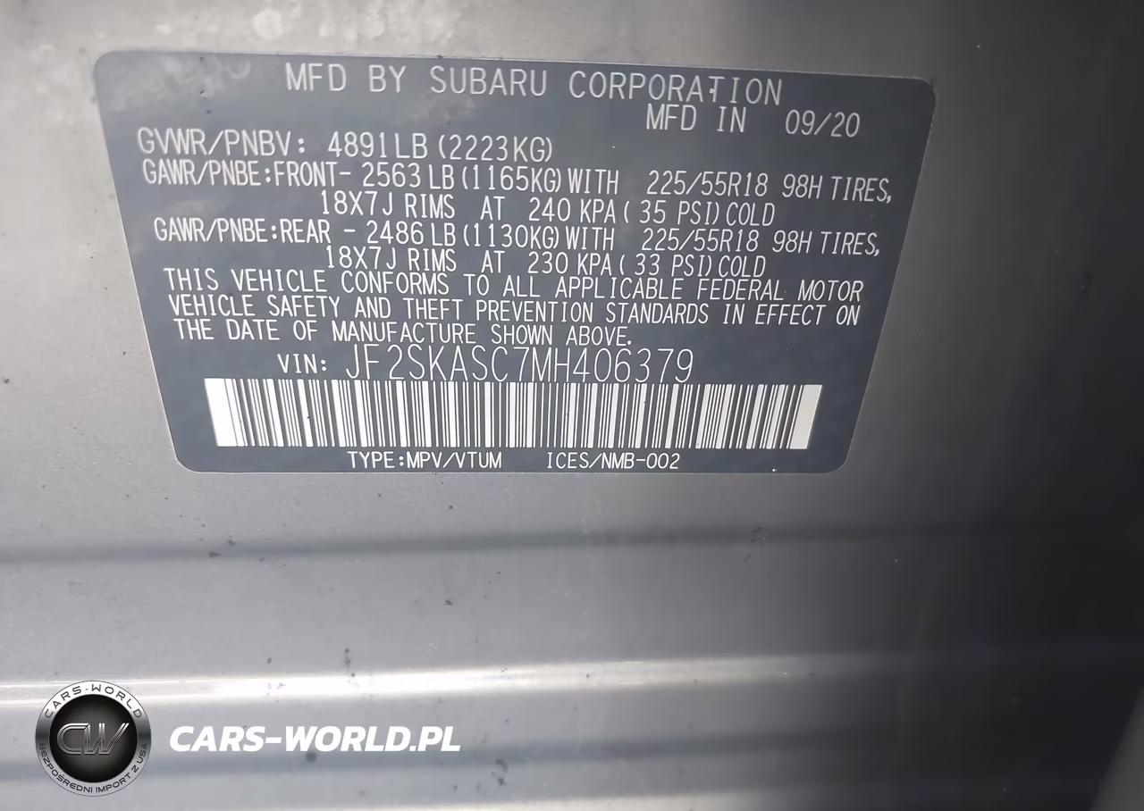 2021 Subaru Forester Limited VIN:JF2SKASC7MH406379 - 9