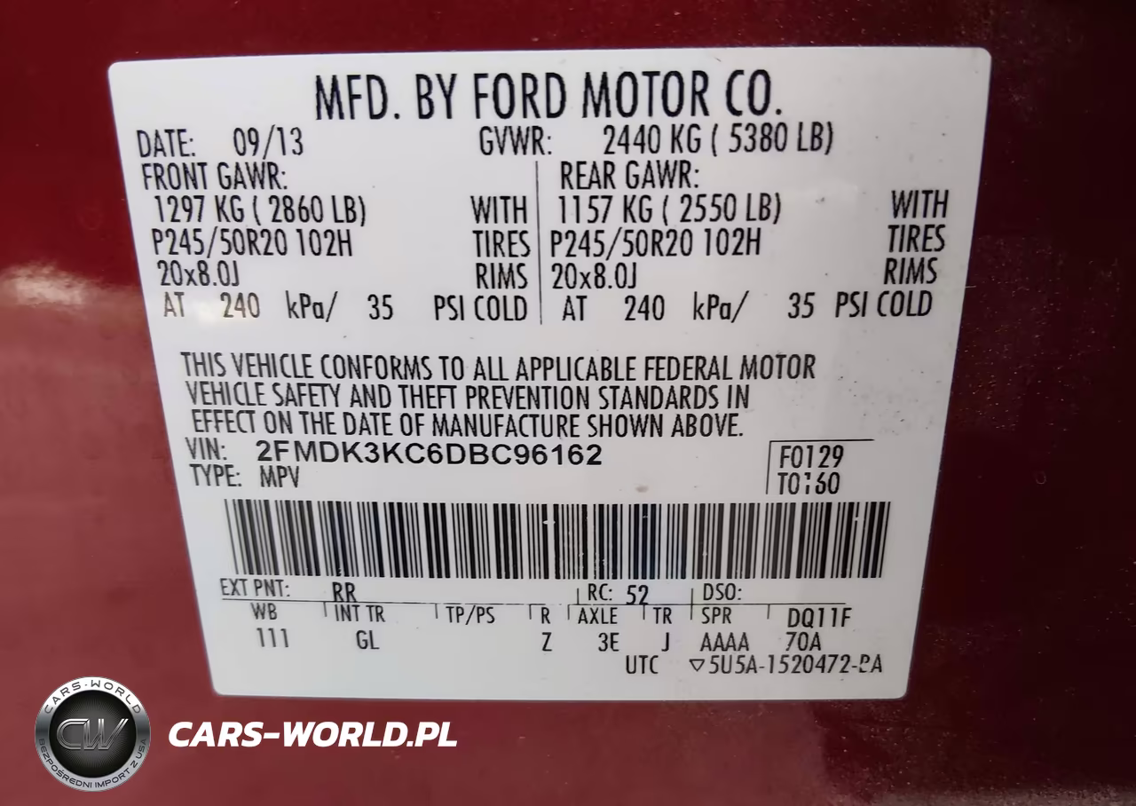 2013 Ford Edge Limited VIN:2FMDK3KC6DBC96162 - 9