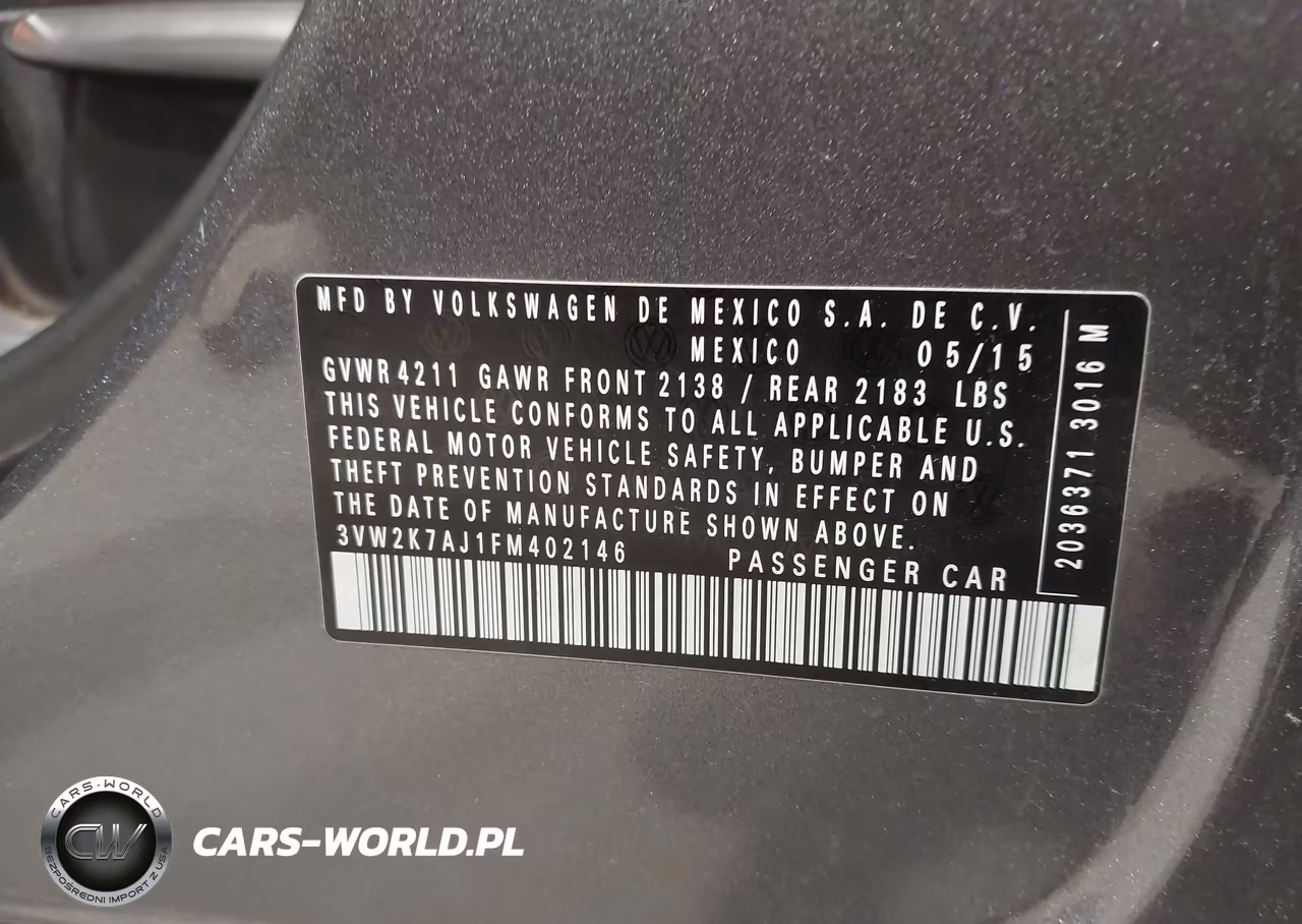 2015 Volkswagen Jetta 2.0L S VIN:3VW2K7AJ1FM402146 - 9