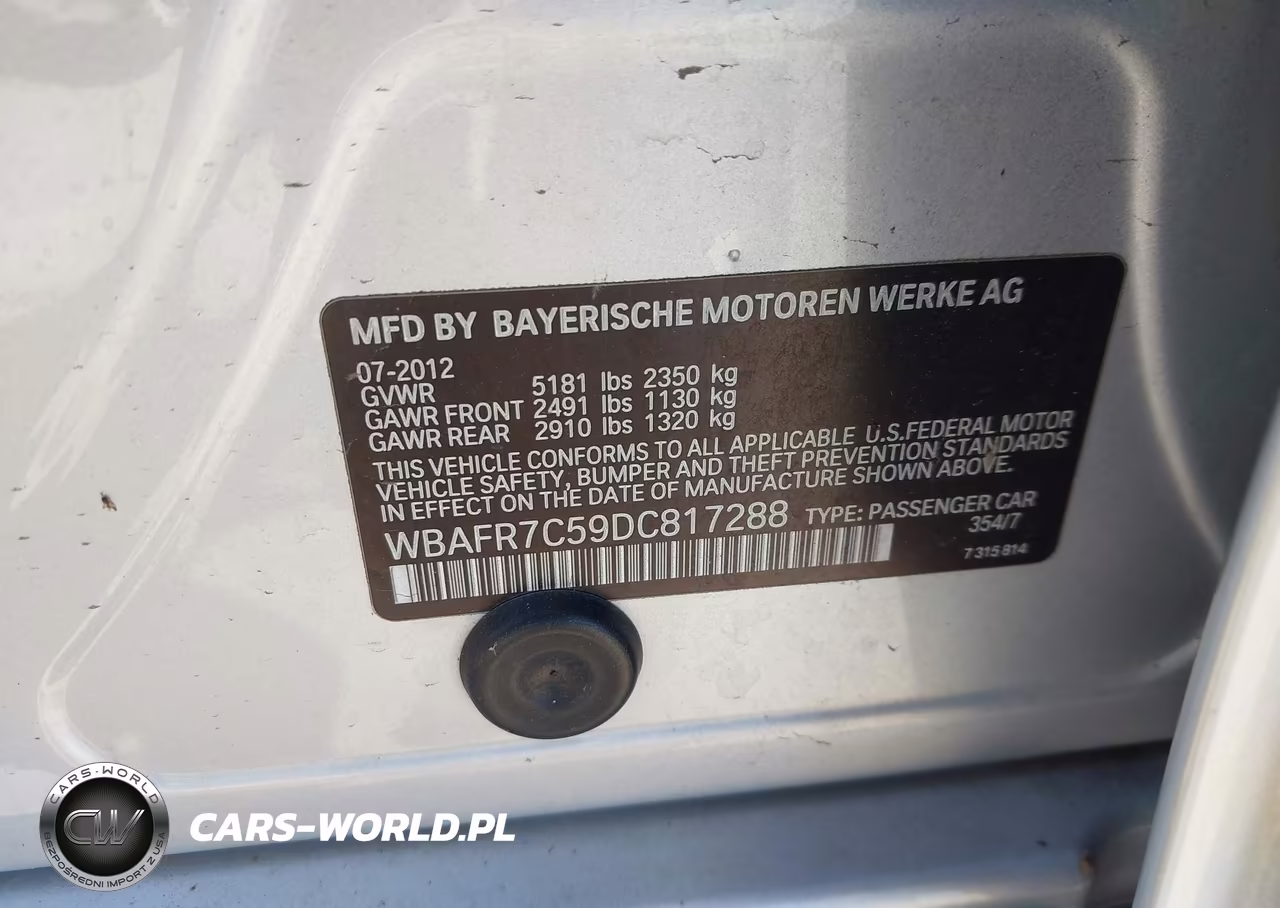 2013 BMW 535I VIN:WBAFR7C59DC817288 - 9