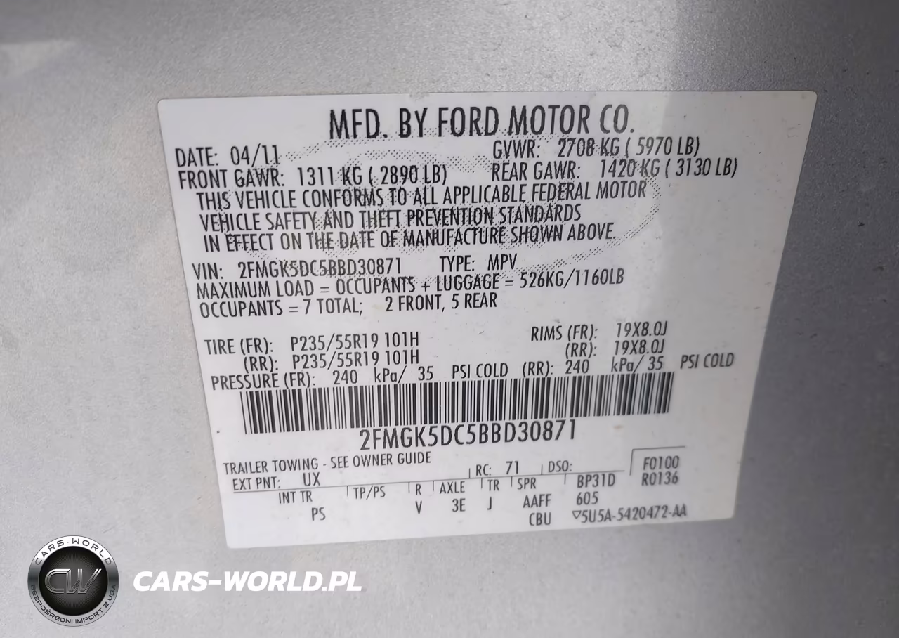 2011 Ford Flex Limited VIN:2FMGK5DC5BBD30871 - 9