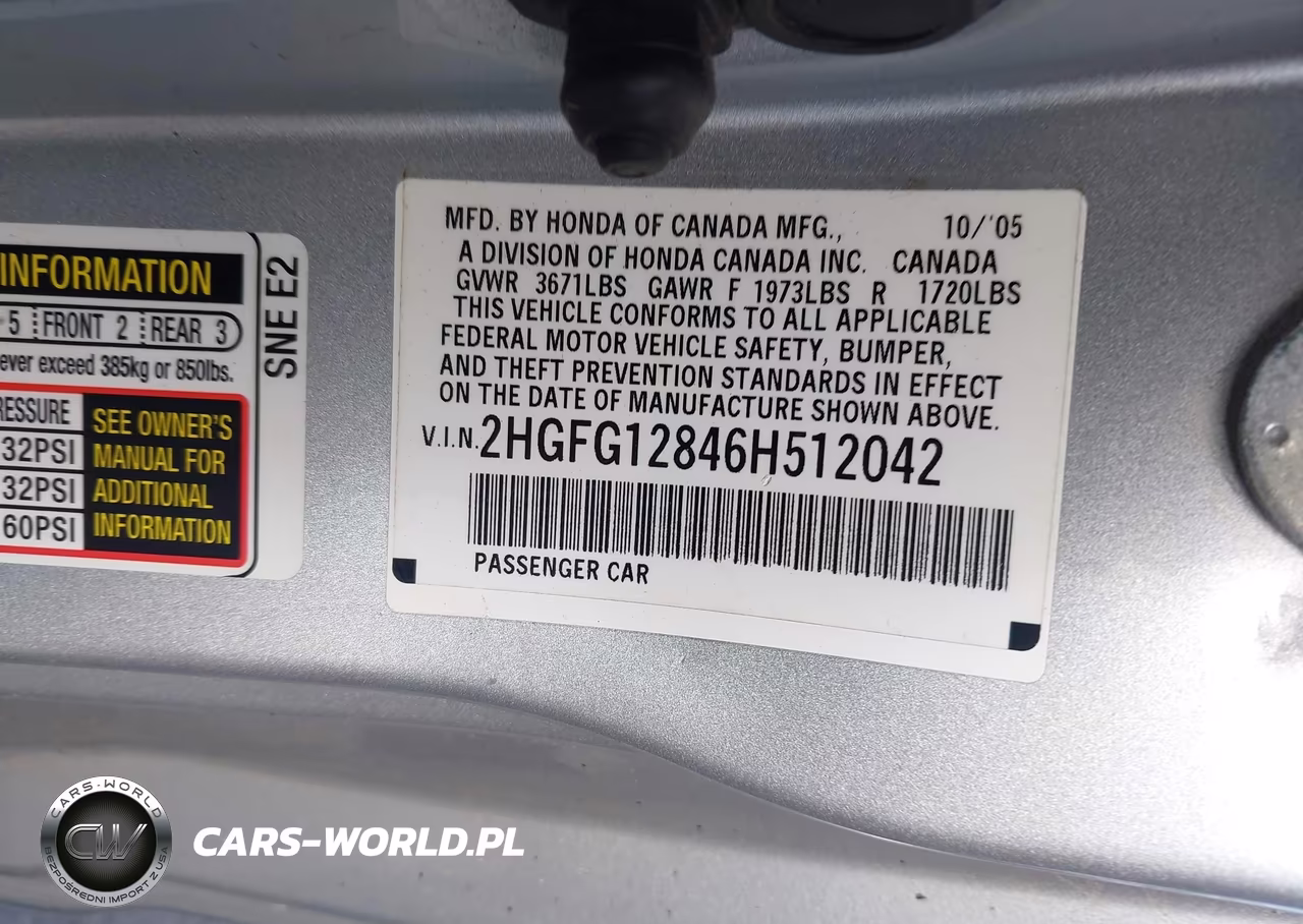2006 Honda Civic Ex VIN:2HGFG12846H512042 - 9