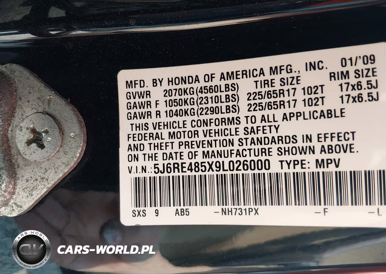 2009 Honda Cr-V Ex VIN:5J6RE485X9L026000 - 9