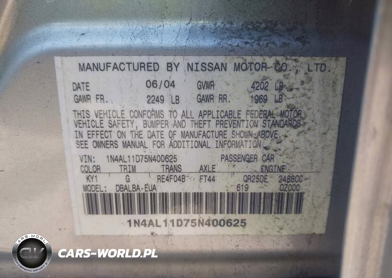 2005 Nissan Altima 2.5 S VIN:1N4AL11D75N400625 - 16