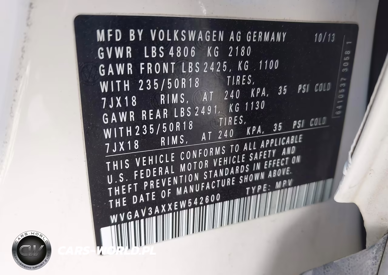 2014 Volkswagen Tiguan Sel VIN:WVGAV3AXXEW542600 - 9