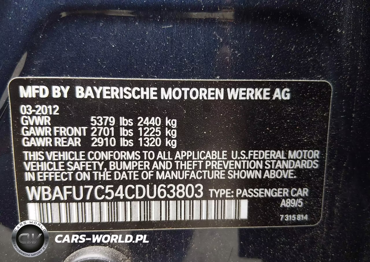 2012 BMW 535I xDrive VIN:WBAFU7C54CDU63803 - 9