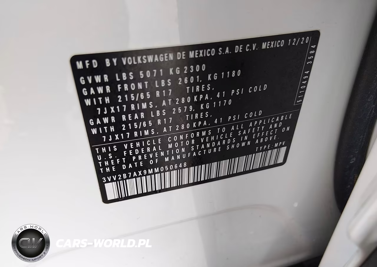 2021 Volkswagen Tiguan 2.0T Se-2.0T Se R-Line Black-2.0T Sel VIN:3VV2B7AX9MM050648 - 9