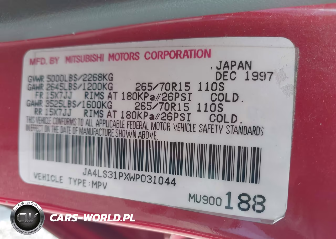 1998 Mitsubishi Montero Sport Ls VIN:JA4LS31PXWP031044 - 9