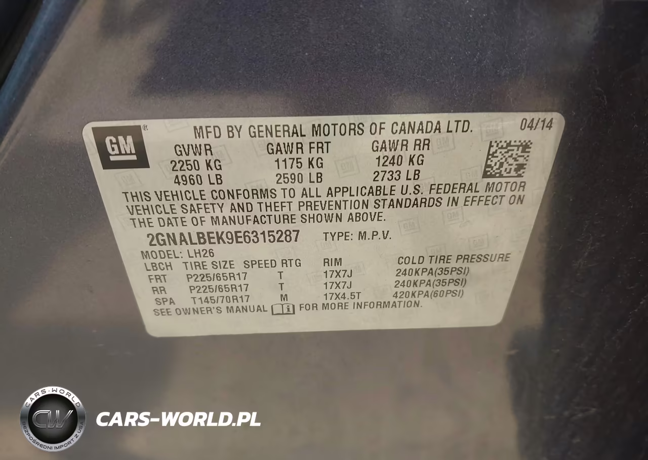2014 Chevrolet Equinox Lt VIN:2GNALBEK9E6315287 - 9