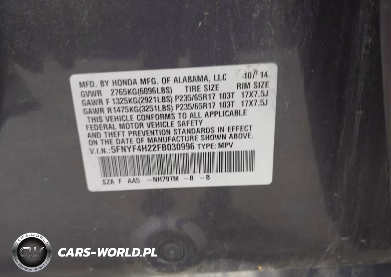 2015 Honda Pilot Lx VIN:5FNYF4H22FB030996 - 9