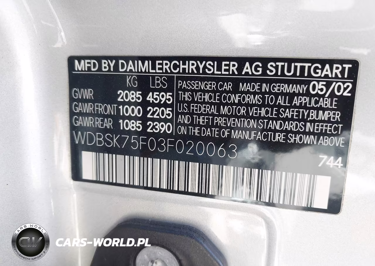 2003 Mercedes-Benz Sl 500 VIN:WDBSK75F03F020063 - 9