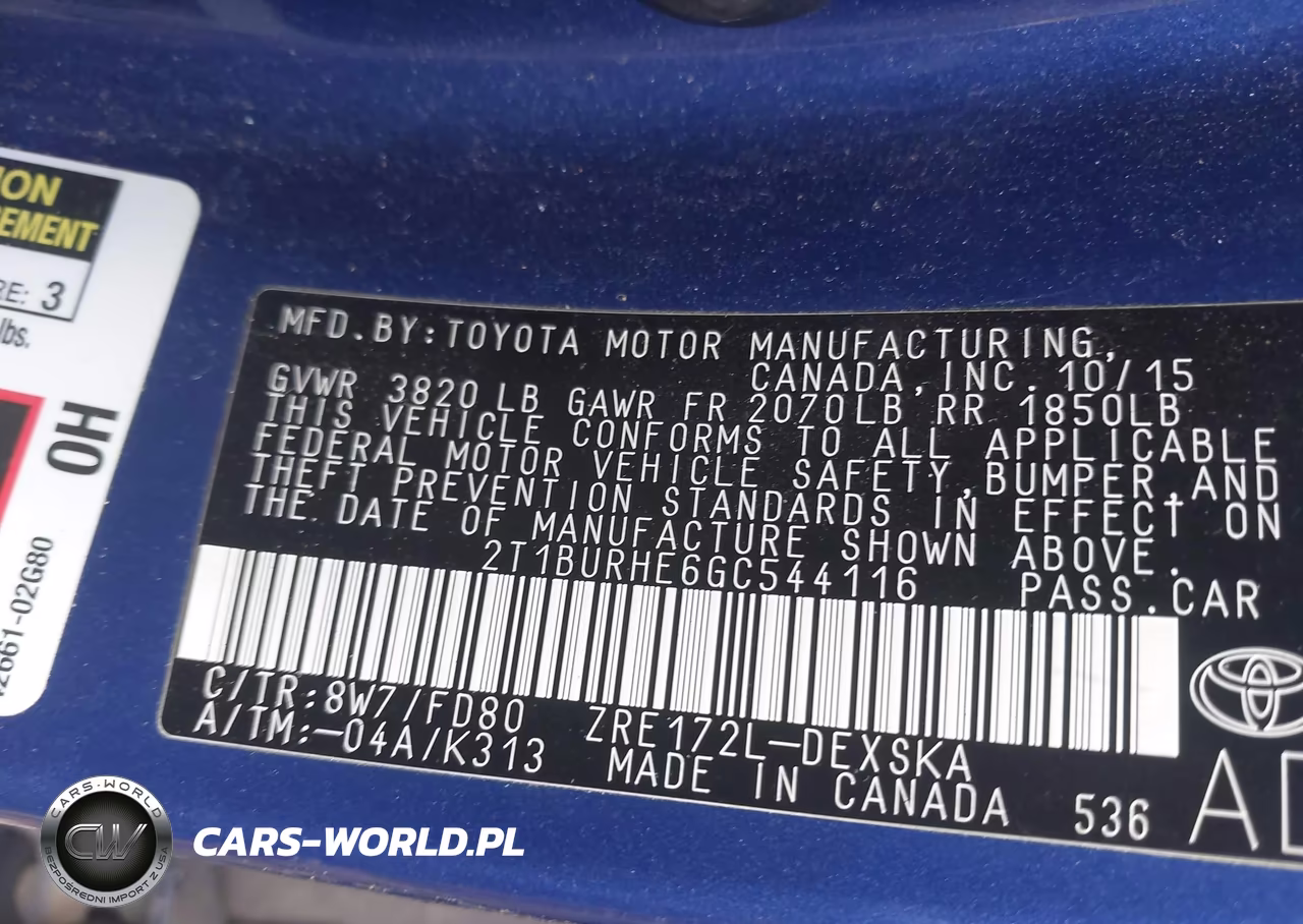 2016 Toyota Corolla S Plus VIN:2T1BURHE6GC544116 - 9