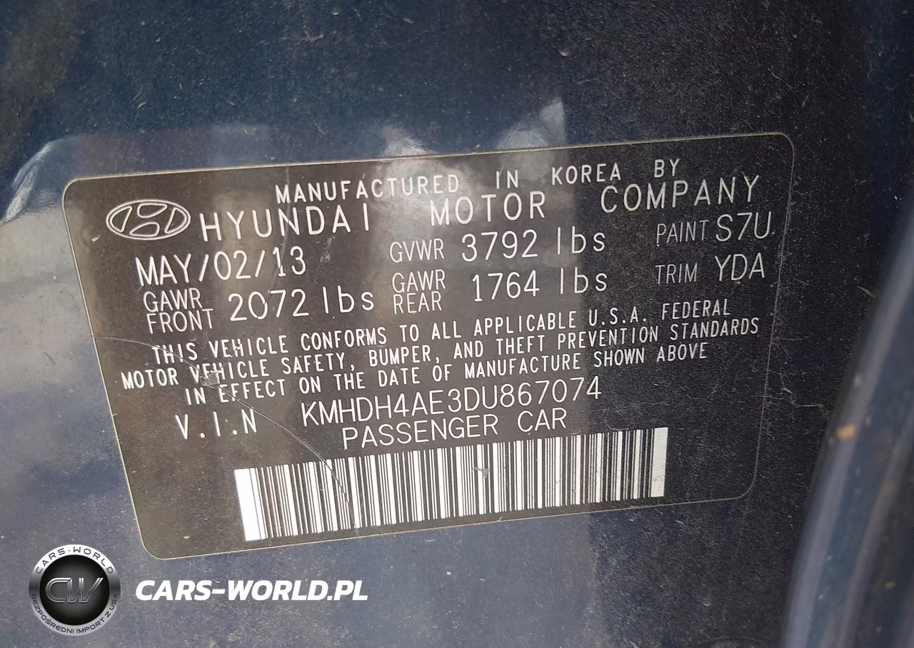 2013 Hyundai Elantra Limited VIN:KMHDH4AE3DU867074 - 9
