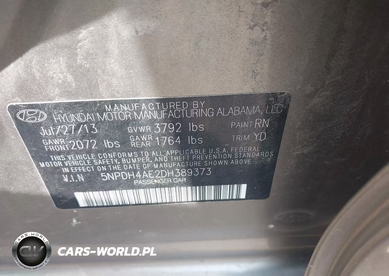 2013 Hyundai Elantra Gls VIN:5NPDH4AE2DH389373 - 9