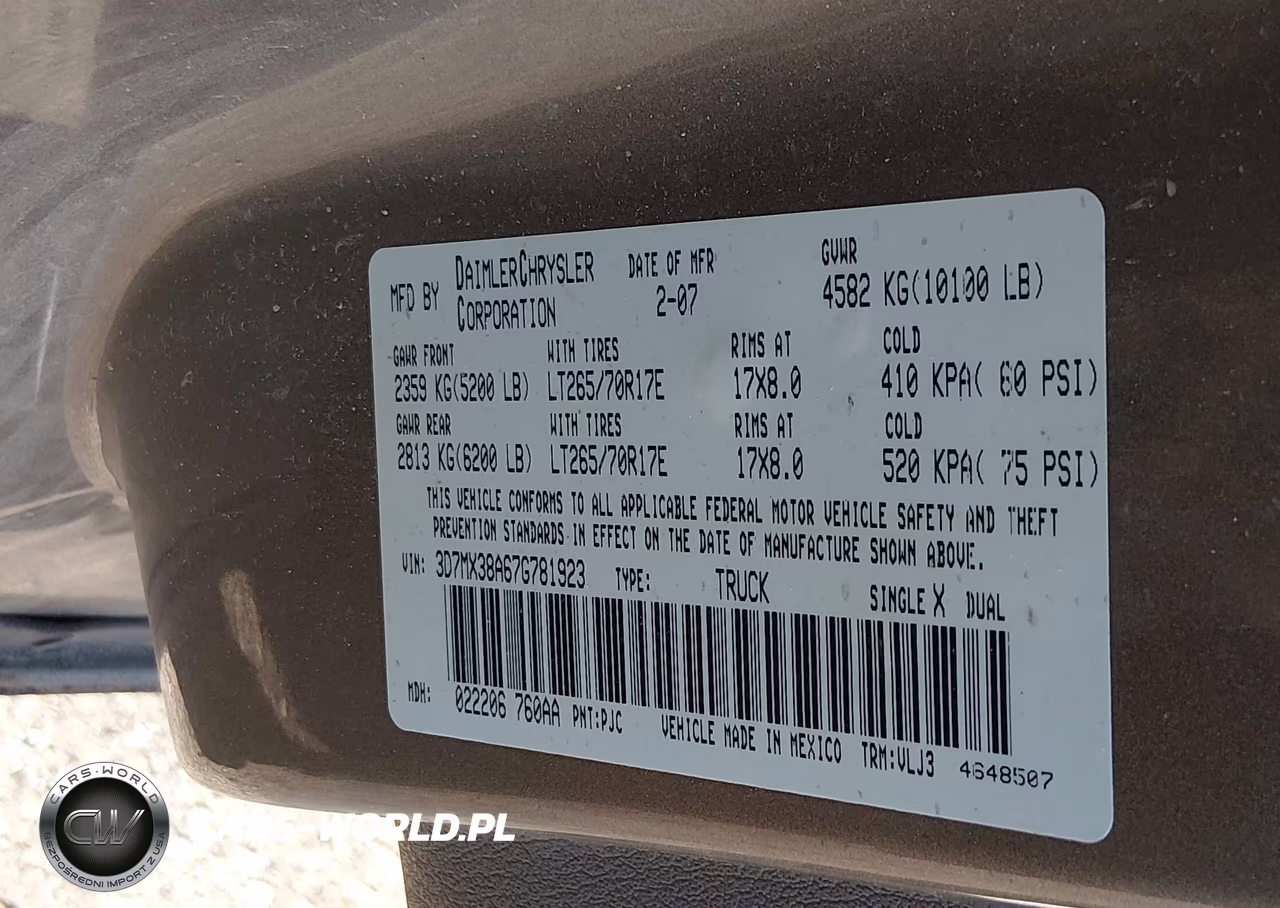 2007 Dodge Ram 3500 Laramie VIN:3D7MX38A67G781923 - 8