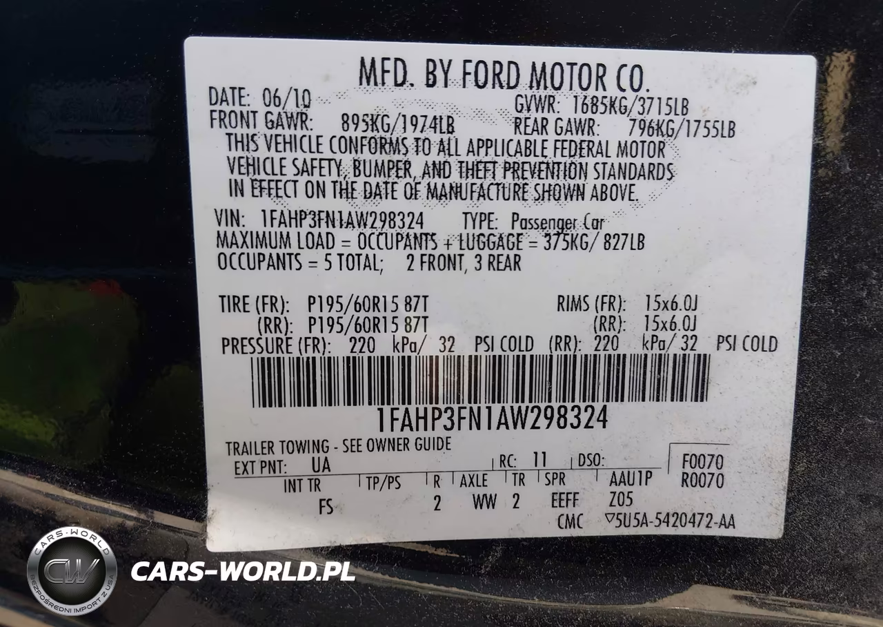 2010 Ford Focus Se VIN:1FAHP3FN1AW298324 - 9