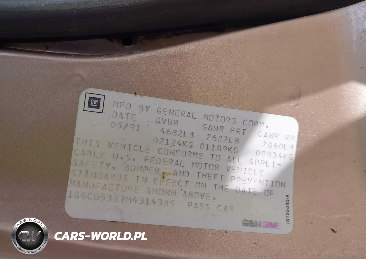 1991 Cadillac Deville VIN:1G6CD53B7M4314385 - 9
