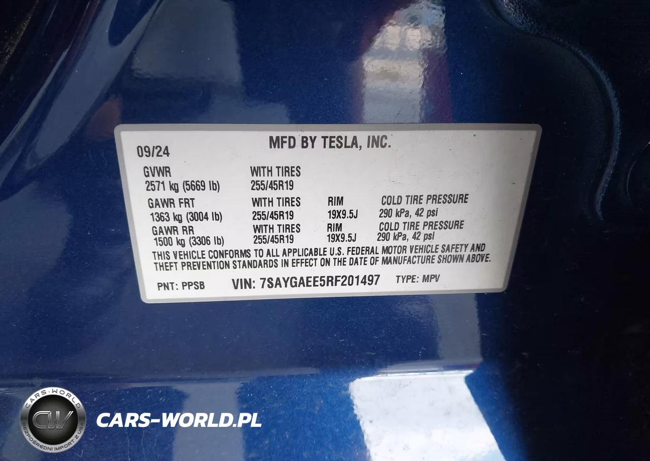 2024 Tesla Model Y Long Range Dual Motor All-Wheel Drive VIN:7SAYGAEE5RF201497 - 9
