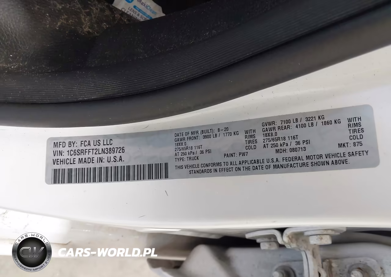 2020 Ram 1500 Big Horn 4X4 5'7 Box VIN:1C6SRFFT2LN389726 - 9