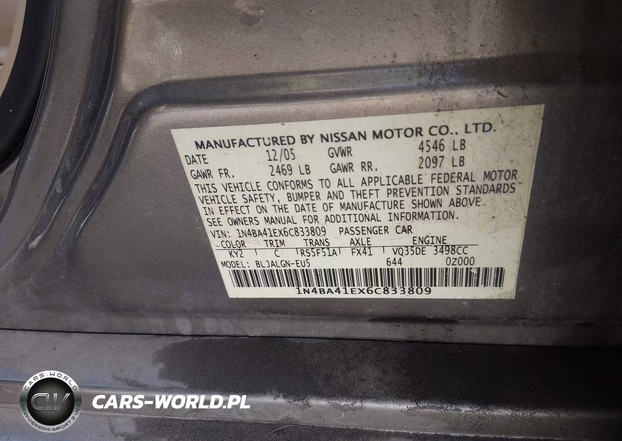 2006 Nissan Maxima 3.5 Sl VIN:1N4BA41EX6C833809 - 9