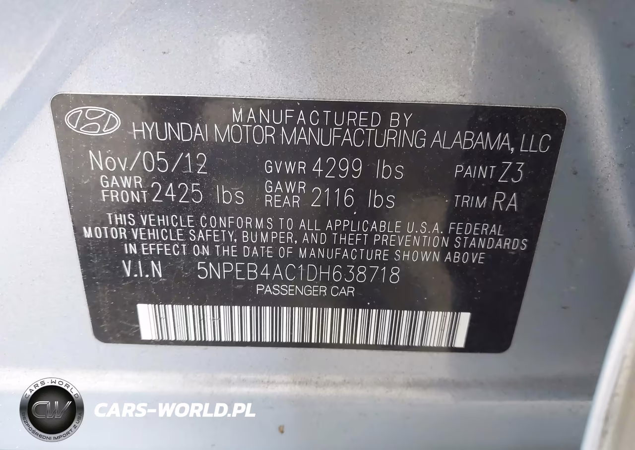 2013 Hyundai Sonata Gls VIN:5NPEB4AC1DH638718 - 9