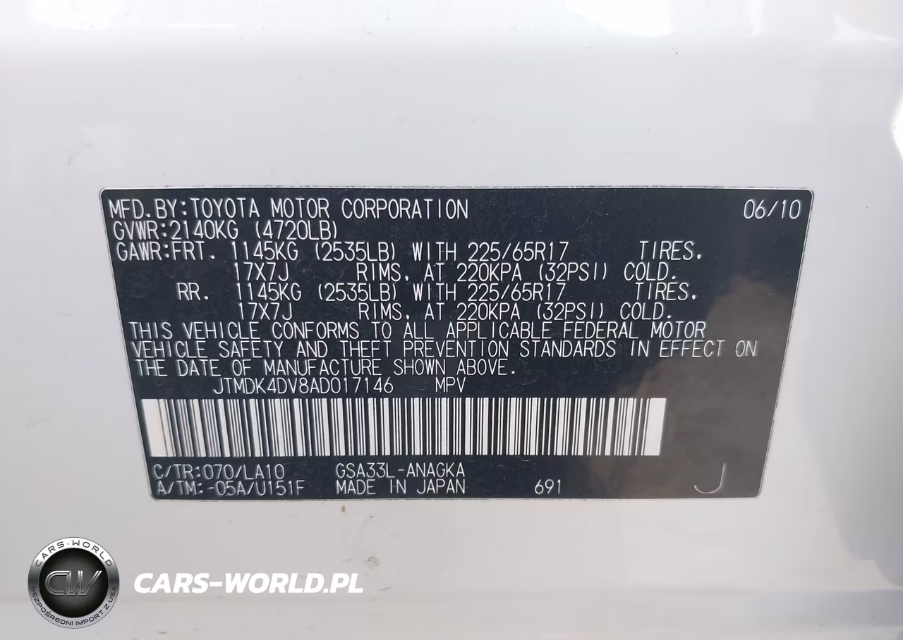 2010 Toyota Rav4 Limited V6 VIN:JTMDK4DV8AD017146 - 9