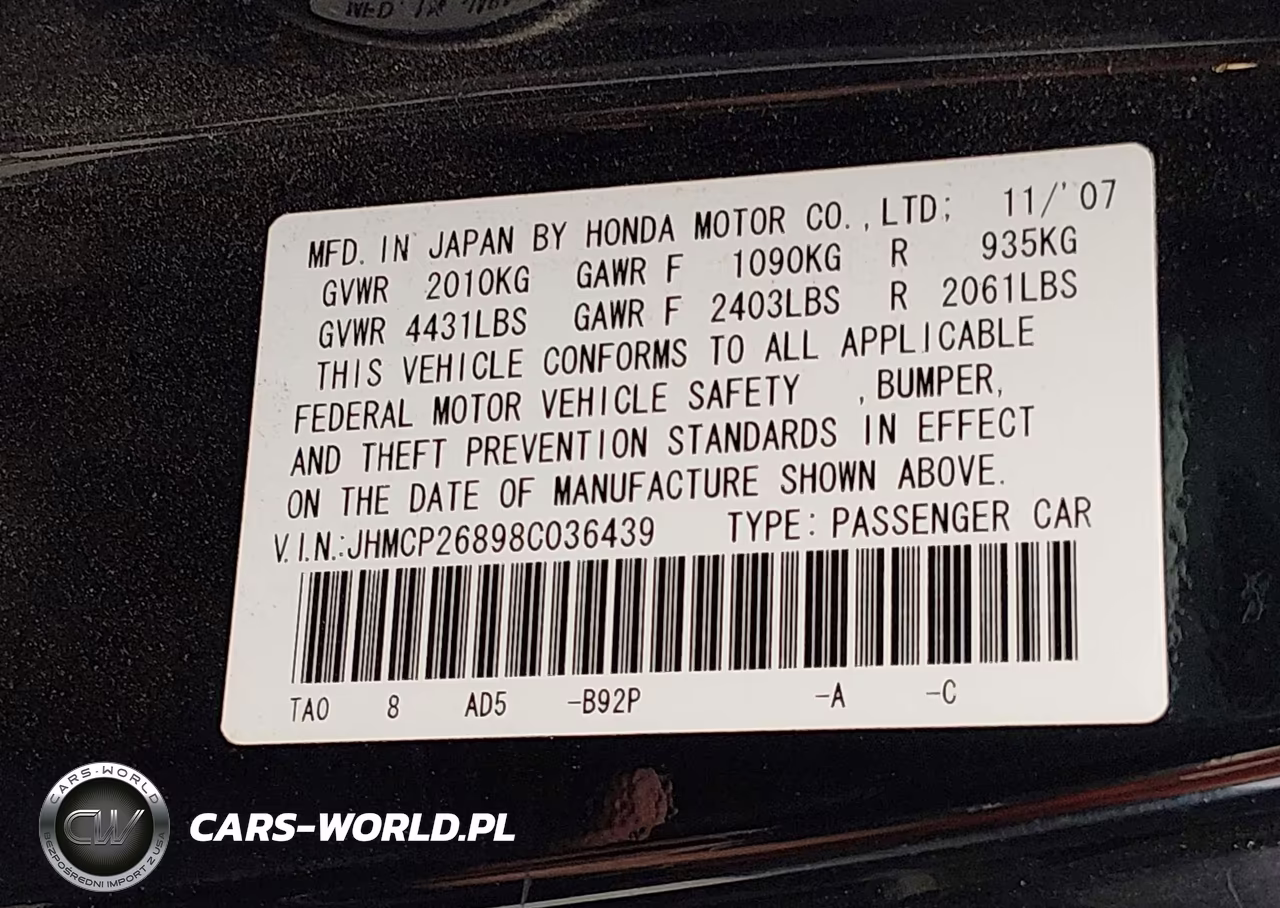 2008 Honda Accord 2.4 Ex-L VIN:JHMCP26898C036439 - 9