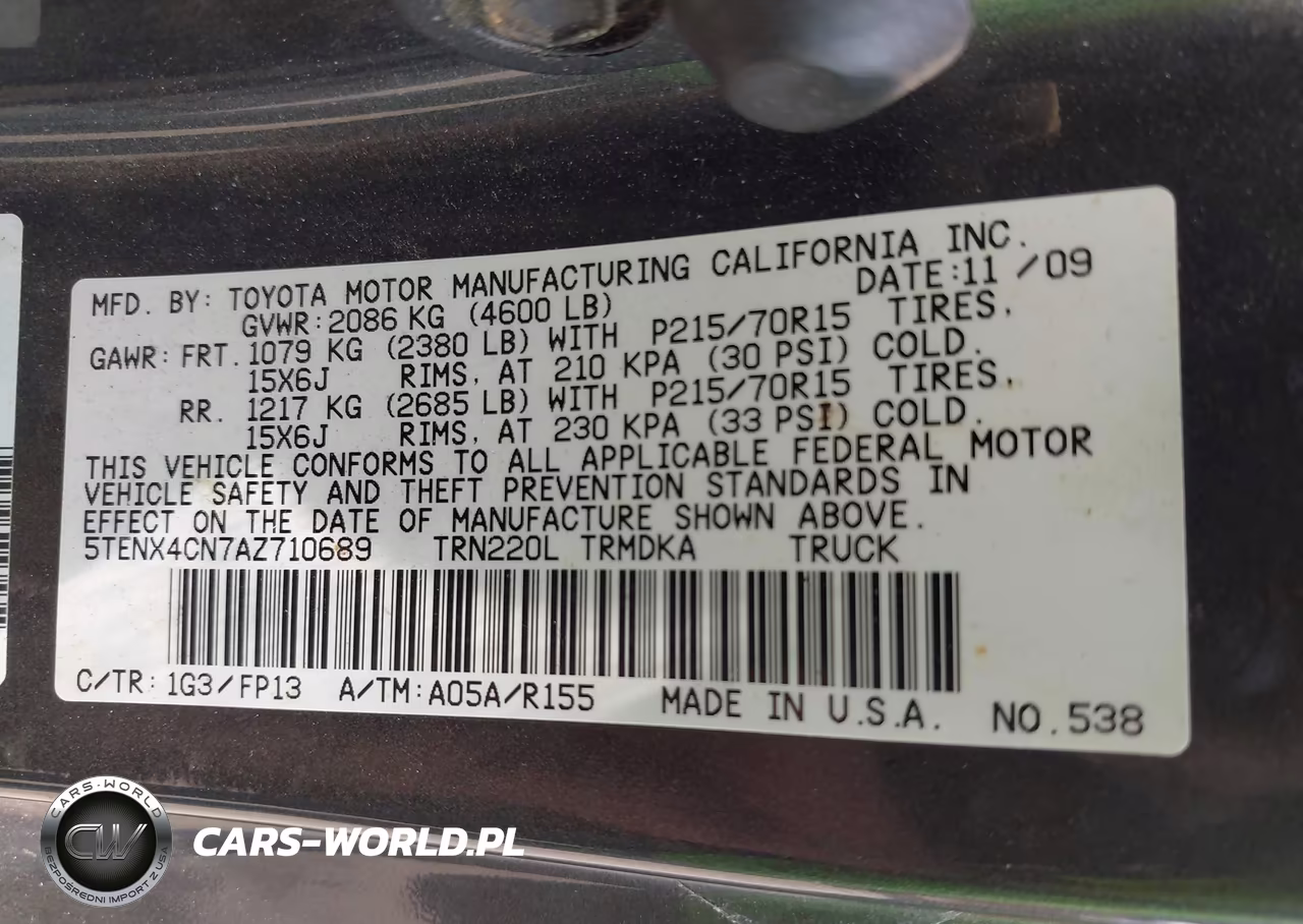 2010 Toyota Tacoma VIN:5TENX4CN7AZ710689 - 9