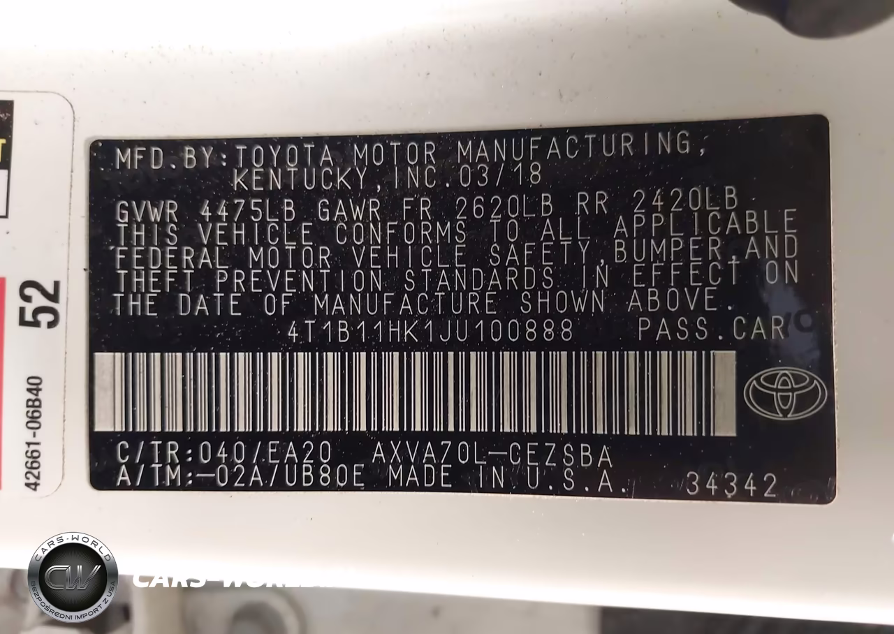2018 Toyota Camry Se VIN:4T1B11HK1JU100888 - 9