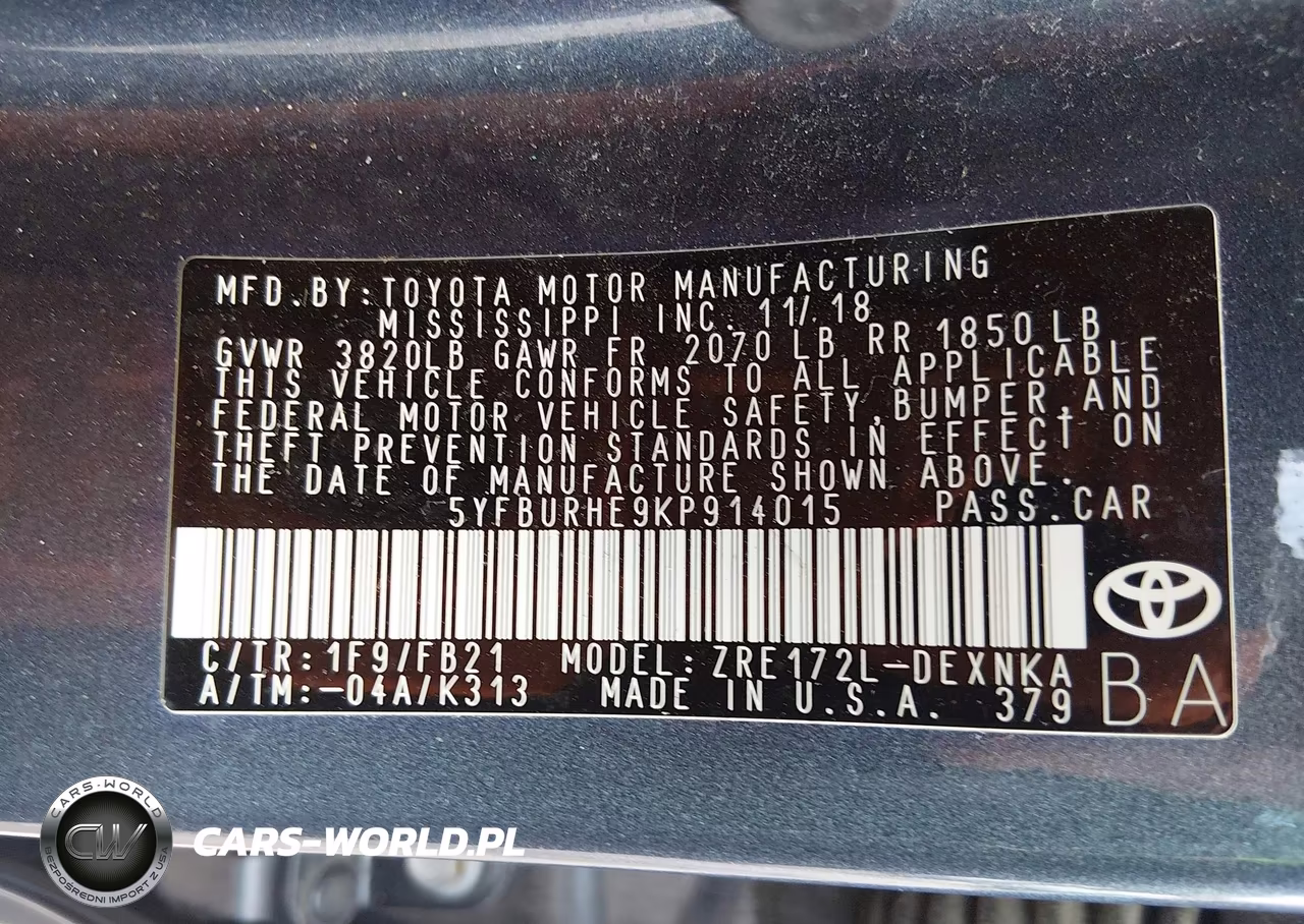 2019 Toyota Corolla Le VIN:5YFBURHE9KP914015 - 9