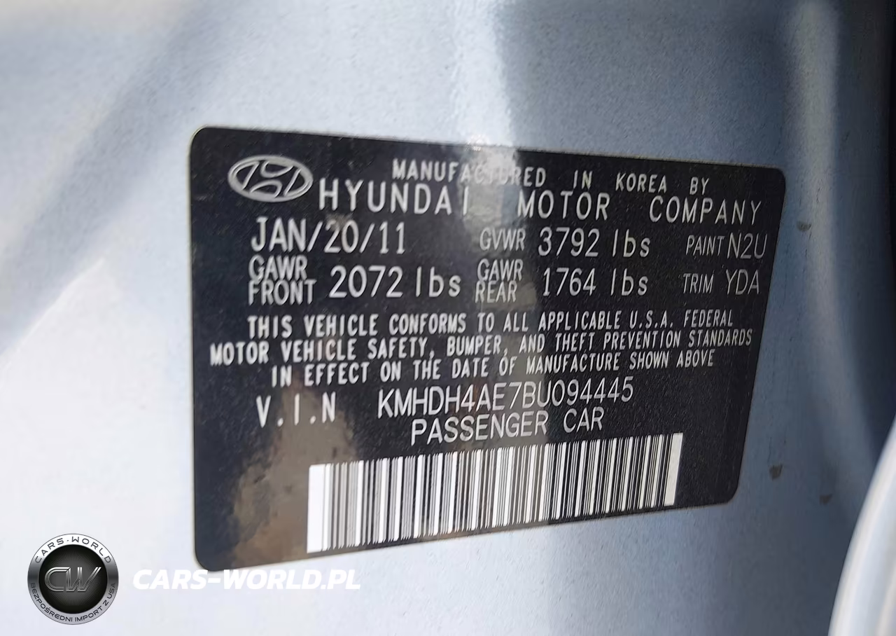 2011 Hyundai Elantra Gls (Ulsan Plant) VIN:KMHDH4AE7BU094445 - 9