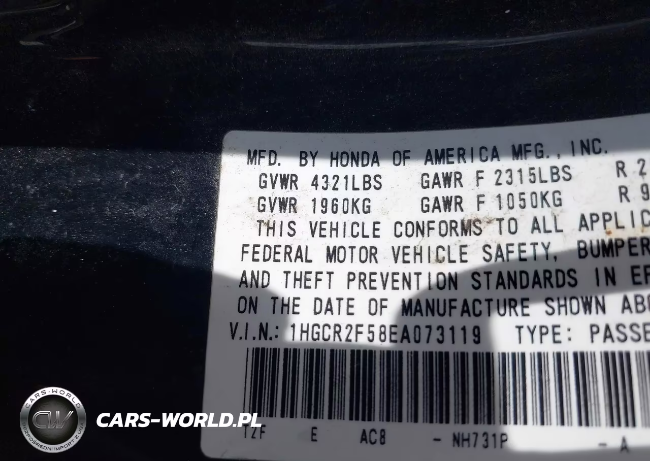 2014 Honda Accord Sport VIN:1HGCR2F58EA073119 - 9